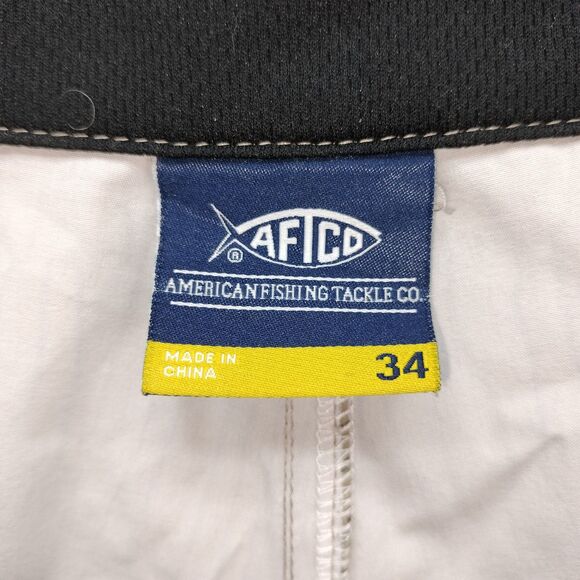 AFTCO Board Short Men 34 Brown Camo Cargo Fishing Performance Stretch Swim Trunk - Picture 8 of 10